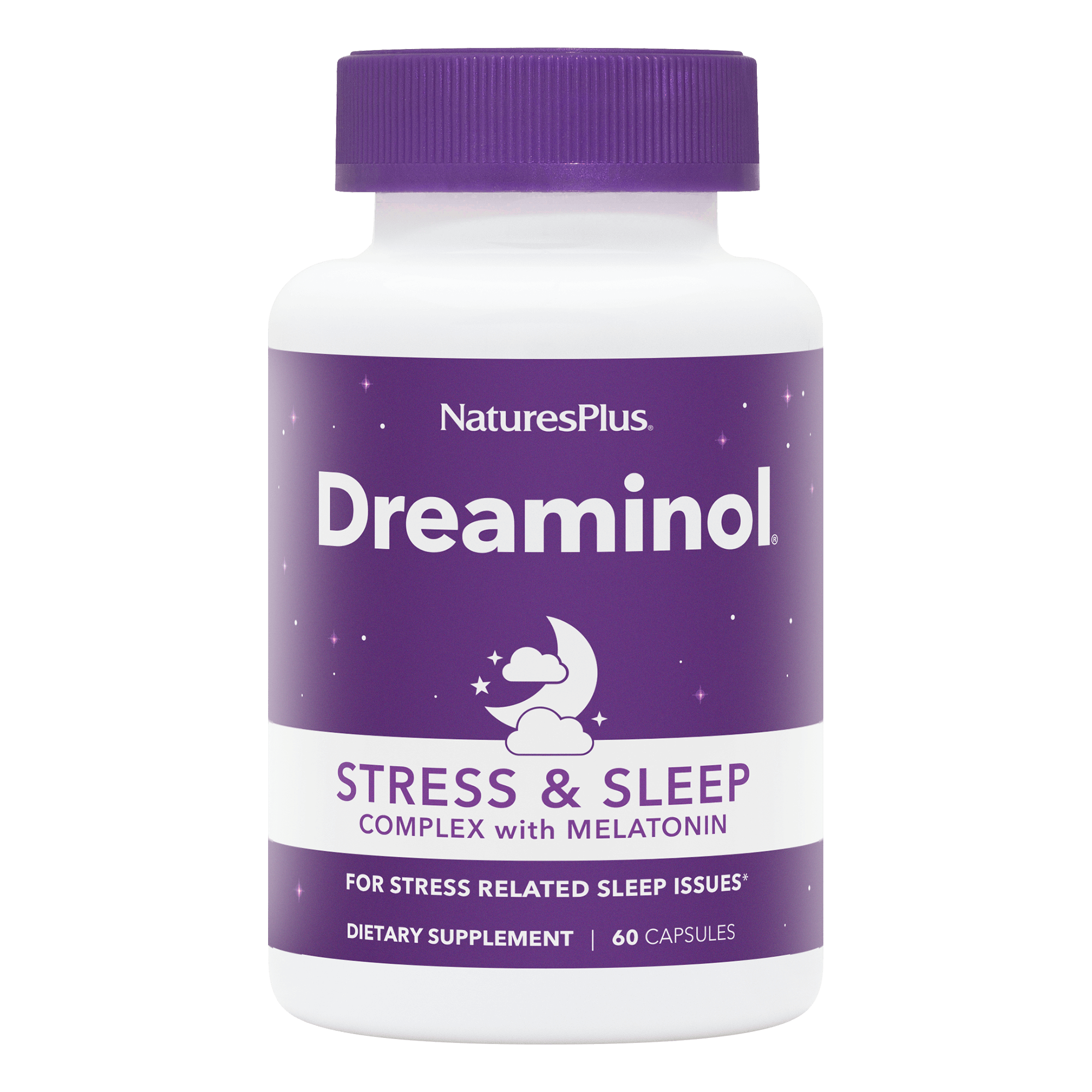 Комплекс для зняття стресу з мелатоніном, Stress & Sleep Complex, with Melatonin, Natures Plus, 60 капсул
