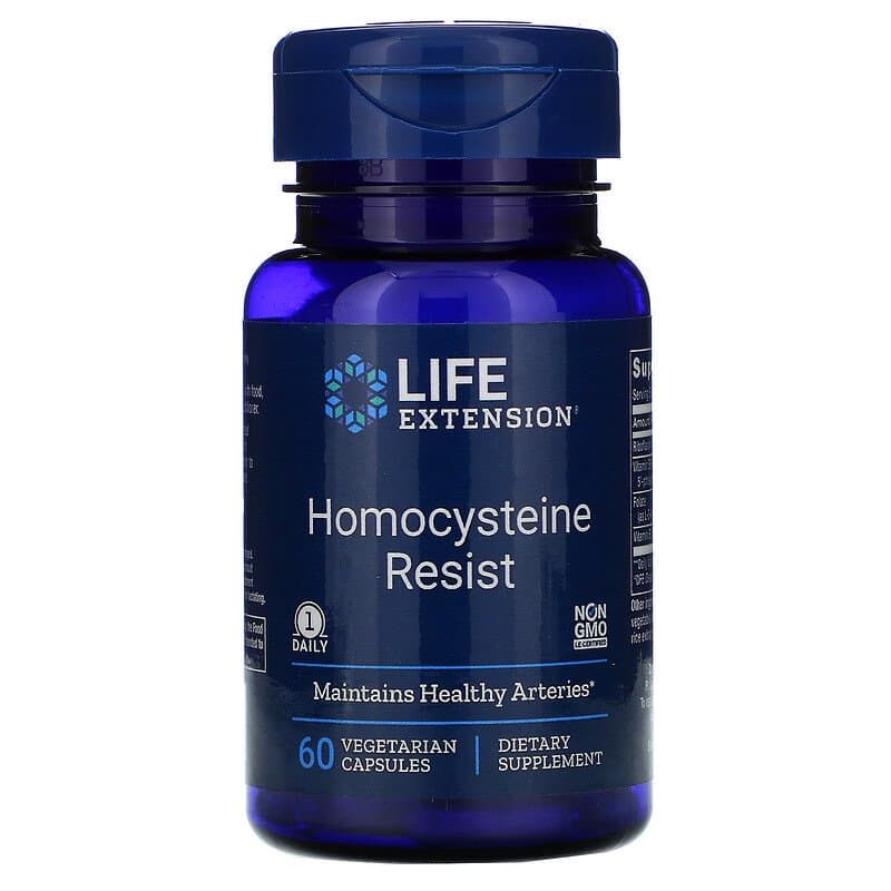 Комплекс для зниження рівня гомоцистеїну, Life Extension Homocysteine Resist, 60 вегетаріанських капсул