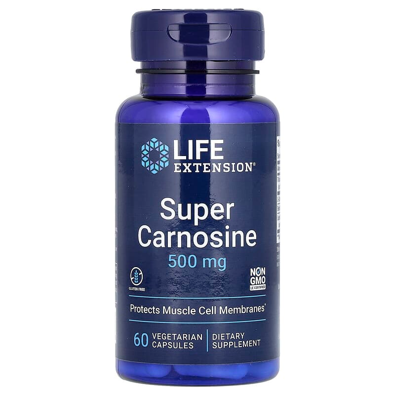 Карнозин для підтримки здоров'я, Life Extension Super Carnosine, 500 мг, 60 вегетаріанських капсул