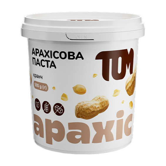 Арахісова паста, TOM peanut butter Арахісова Паста, 500 г (Кранч)