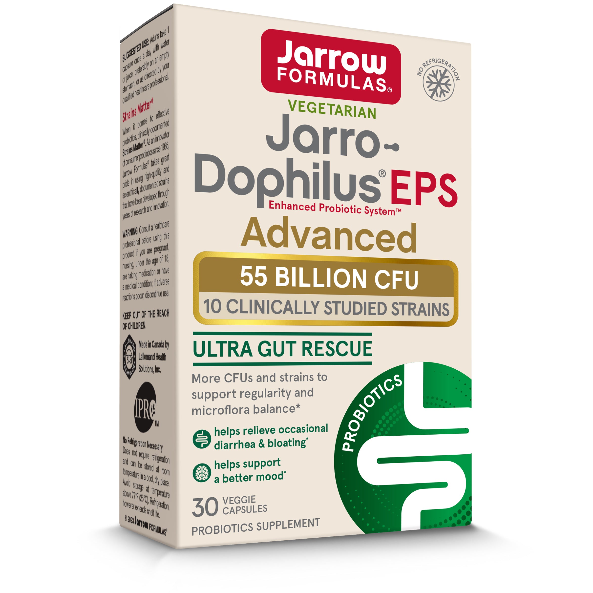 Пробіотики, Jarrow Formulas Jarro-Dophilus EPS, 55 млрд КУО, 30 вегетаріанських капсул