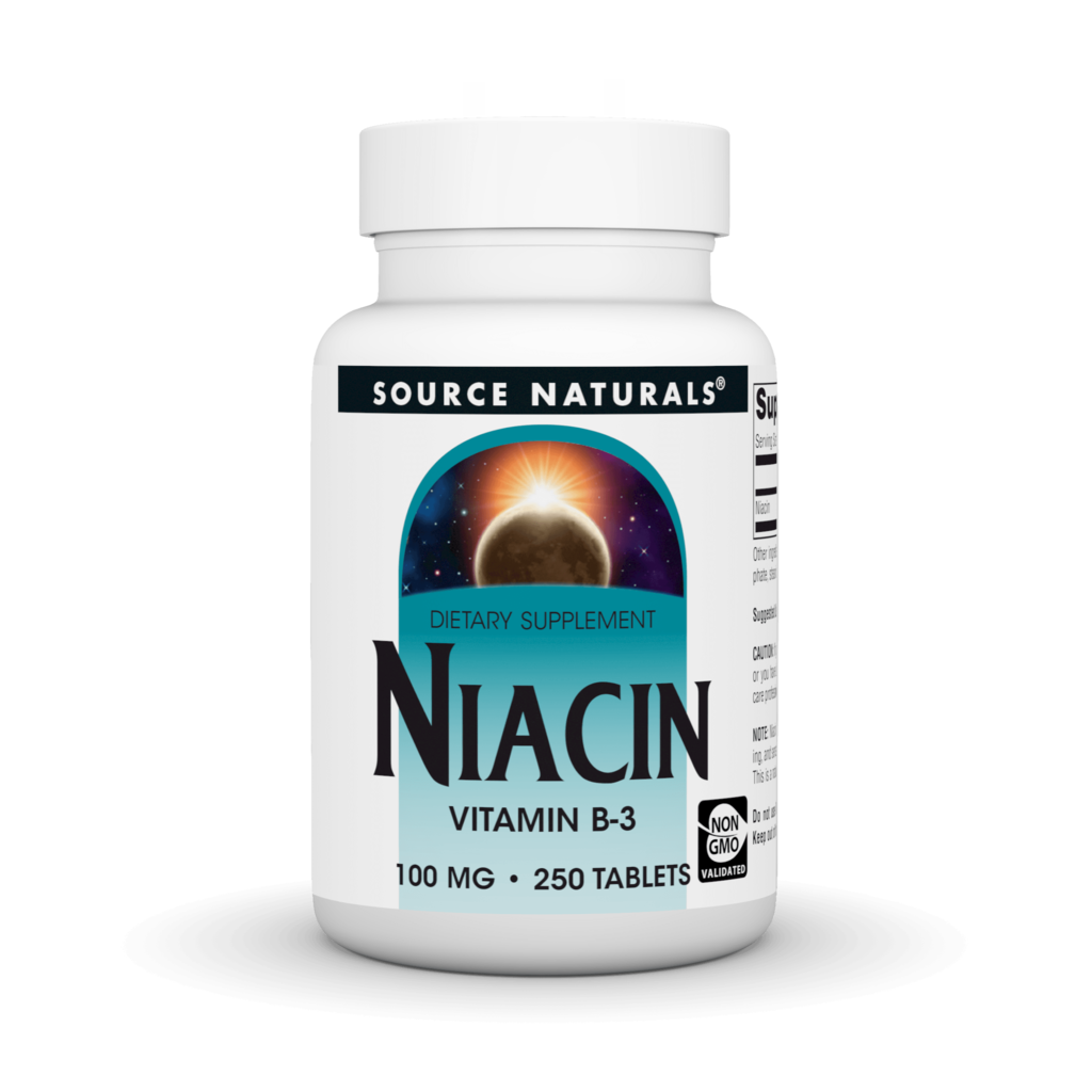 Ніацин (В3), Source Naturals Niacin Vitamin B3, 100 мг, 250 таблеток