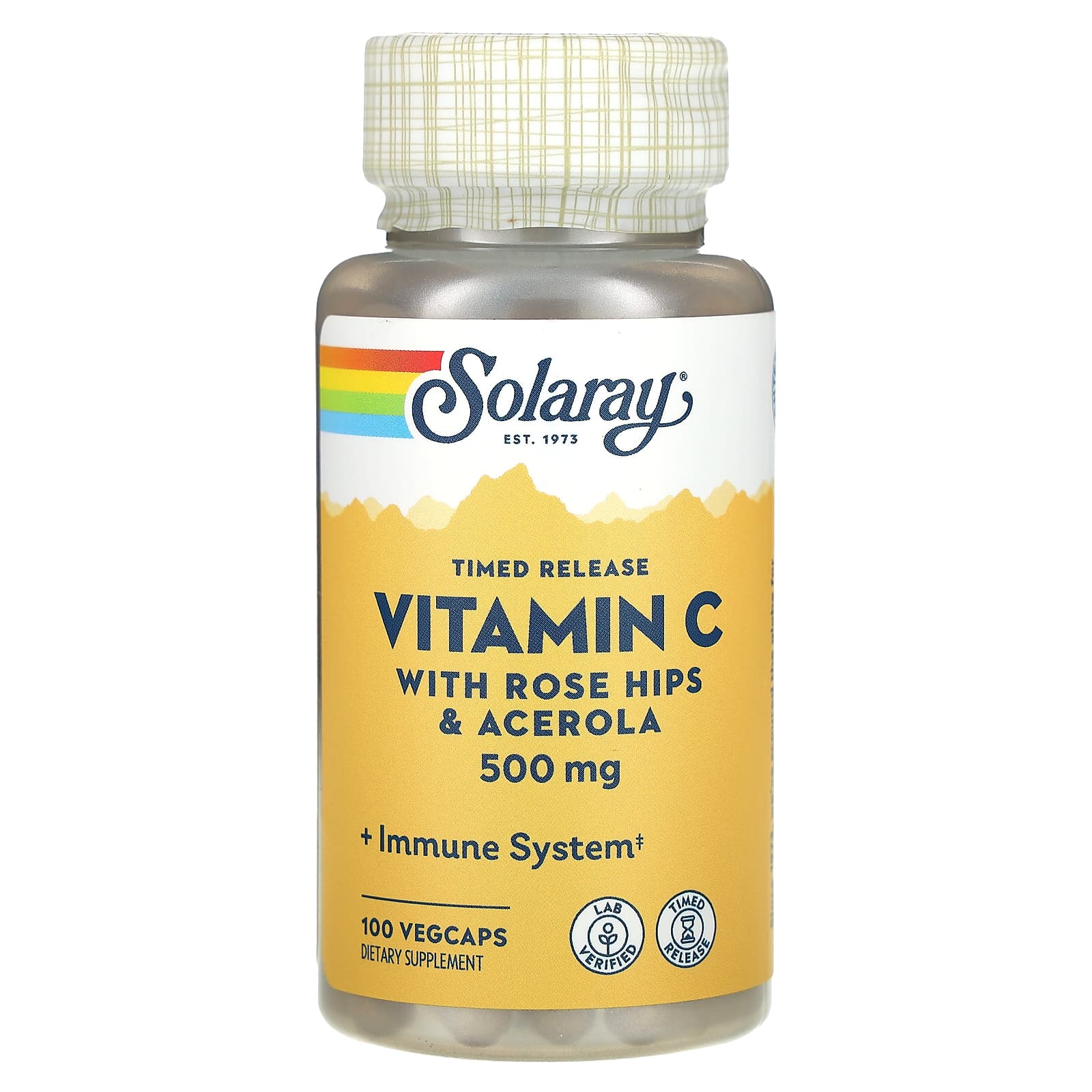 Вітамін С з шипшиною та ацеролою, Solaray Vitamin C with Rose Hips & Acerola, Two-Stage Timed-Release, 500 мг, 100 вегетаріанських капсул
