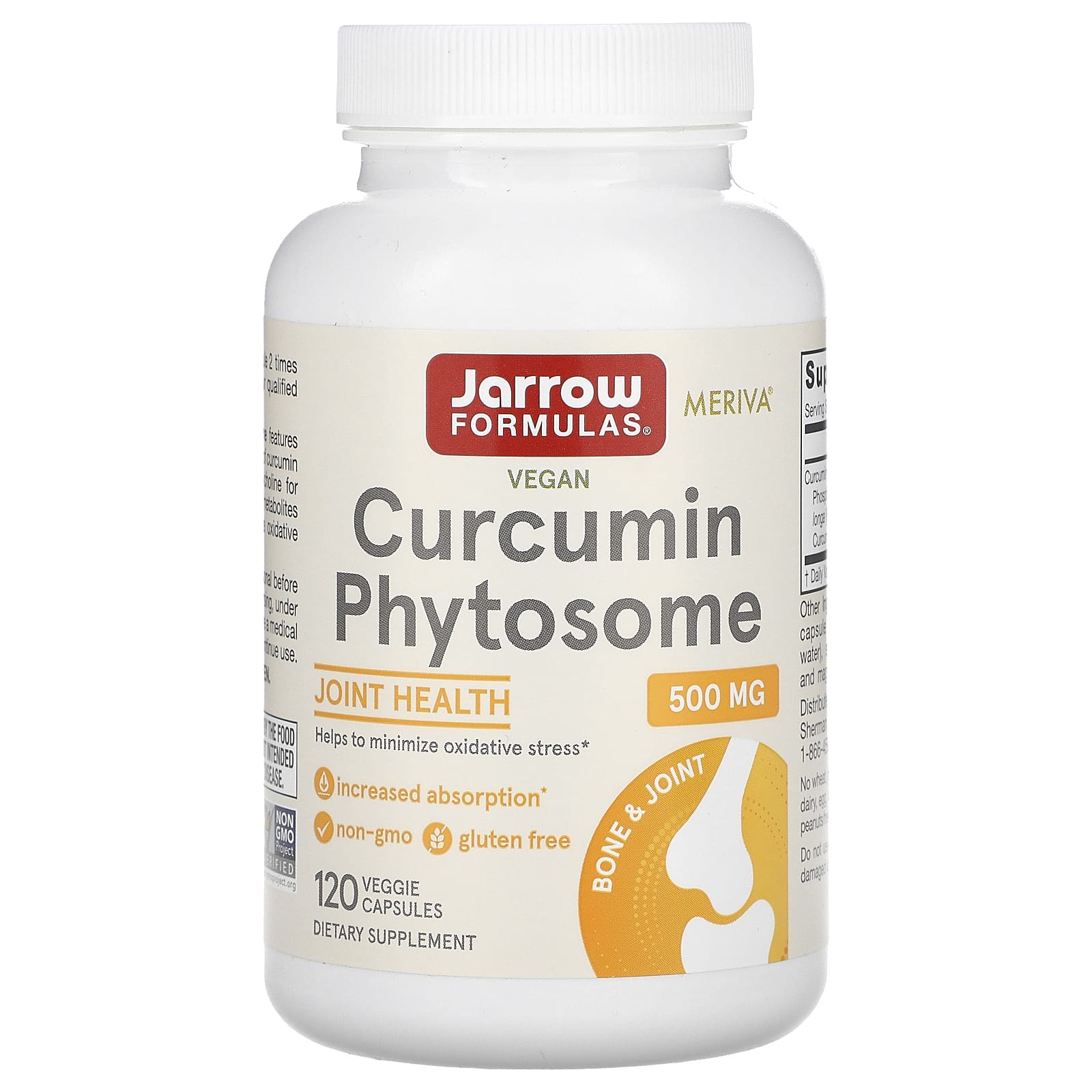 Фітосоми куркуміну, Jarrow Formulas Curcumin Phytosome Meriva, 500 мг, 120 вегетаріанських капсул