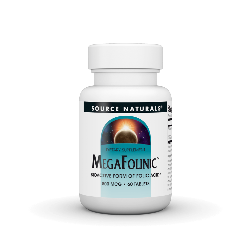 Біоактивна форма фолієвої кислоти (В9), Source Naturals MegaFolinic, 800 мкг, 60 таблеток