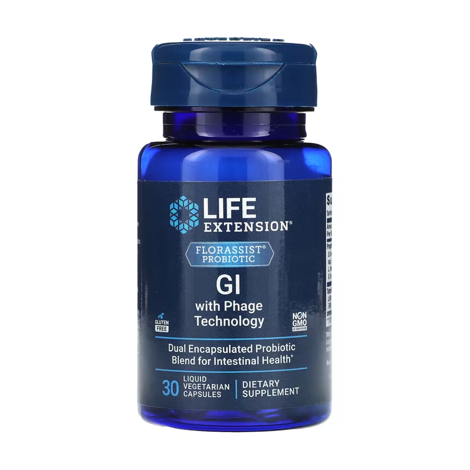 Пробіотик для здоров'я травної системи, Life Extension FLORASSIST GI with Phage Technology, 30 вегетаріанських капсул