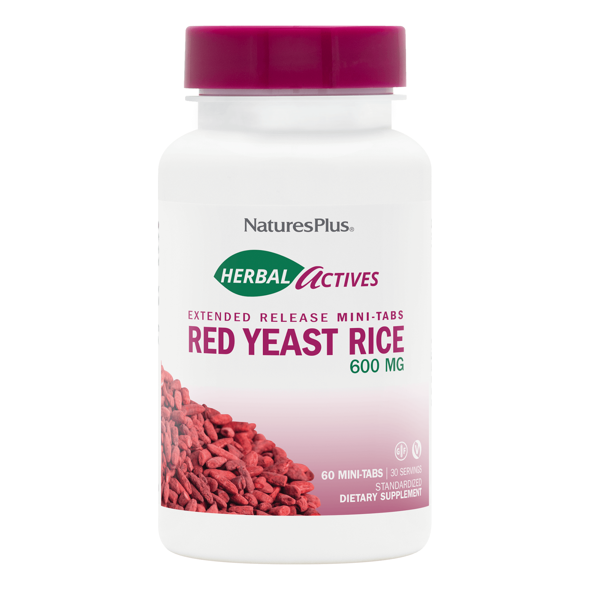 Червоний Дріжджовий Рис 600мг, Herbal Actives, Natures Plus, 60 міні таблеток