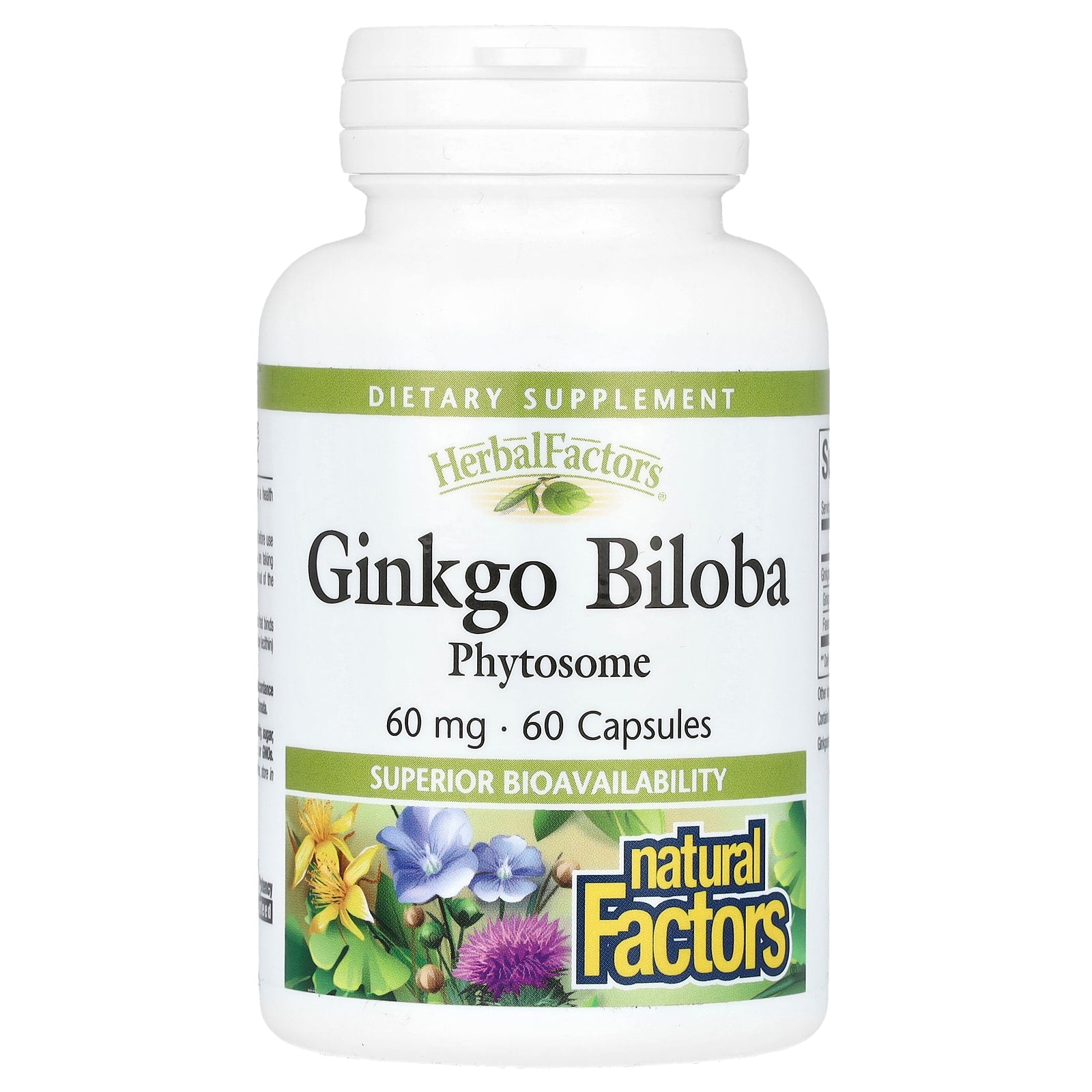 Гінкго Білоба, фітосоми, 60 мг, Ginkgo Biloba, Phytosome, Natural Factors, 60 капсул