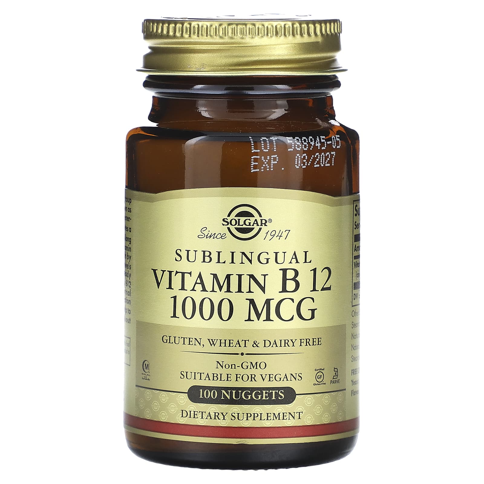 Вітамін В12 сублінгвальний, Solgar Sublingual Vitamin B12, 1000 мкг, 100 таблеток
