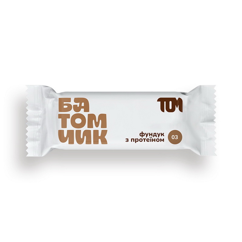 Протеїновий батончик, TOM peanut butter Батомчик фундук з протеїном, 45 г (Фундук)