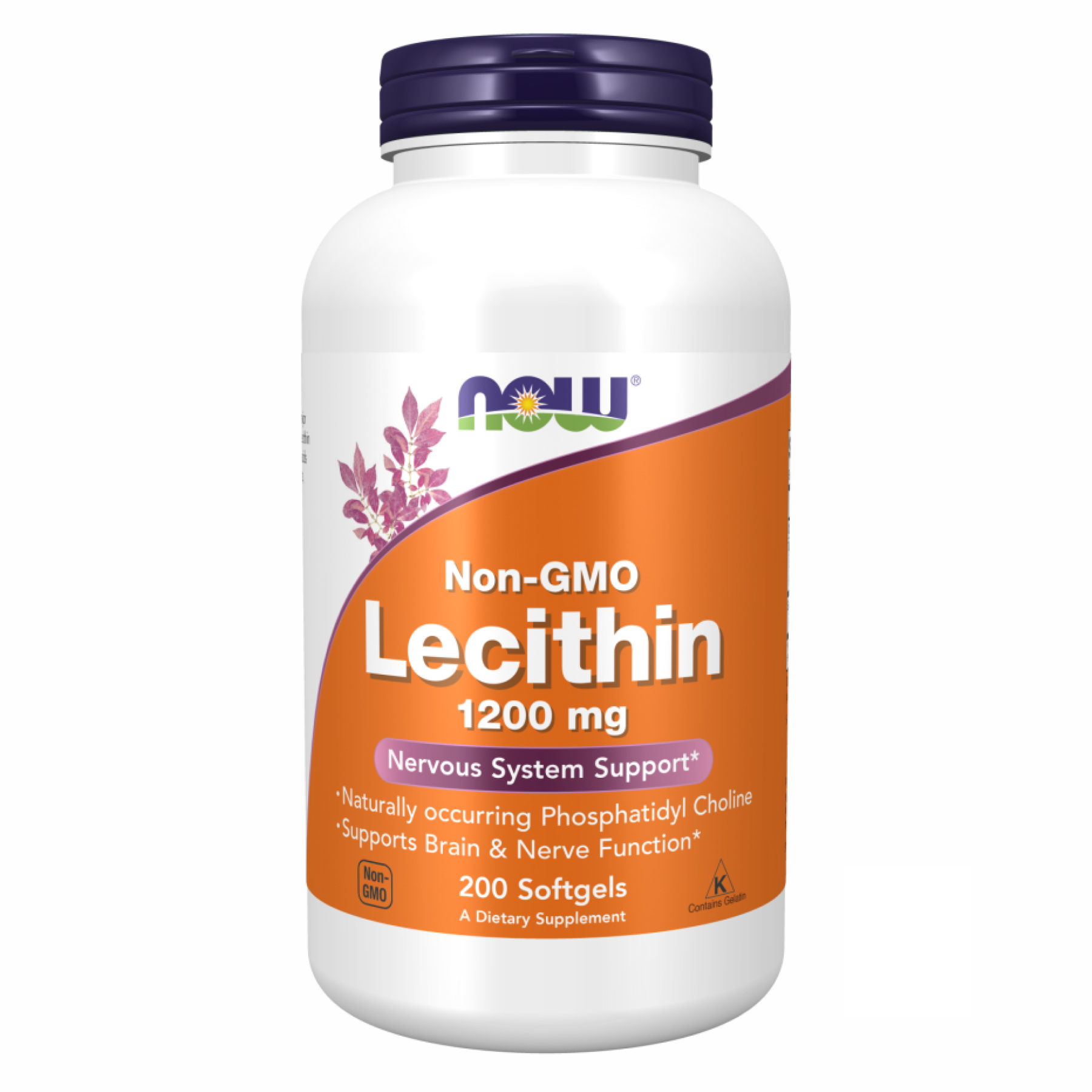 Лецитин, Now Foods Lecithin, 1200 мг, 200 м'яких капсул