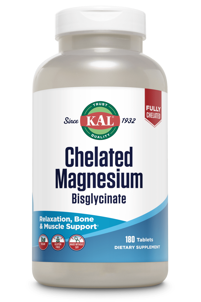 Магній хелатний бісгліцинат, Kal Chelated Magnesium Bisglycinate, 180 таблеток