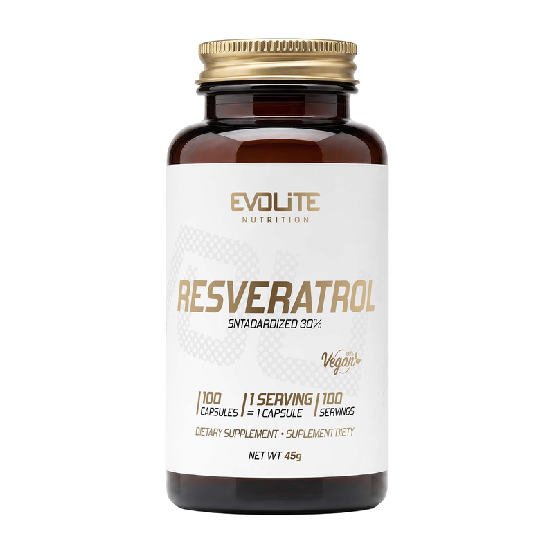 Ресвератрол, Evolite Nutrition Resveratrol, 200 мг, 100 вегетаріанських капсул