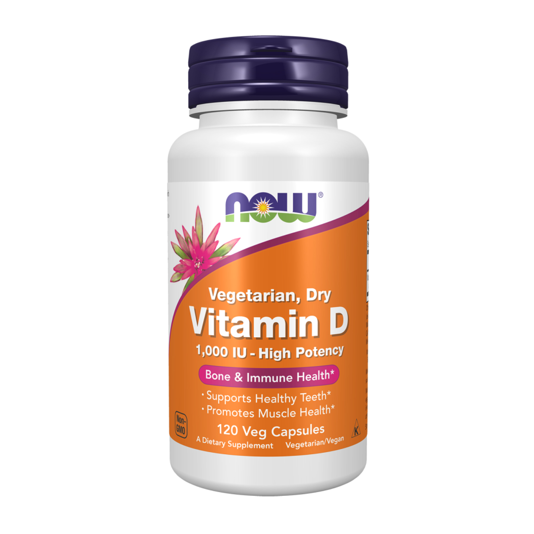 Вітамін D2, Now Foods Vegetarian Dry Vitamin D, 1000 МО, 120 вегетаріанських капсул