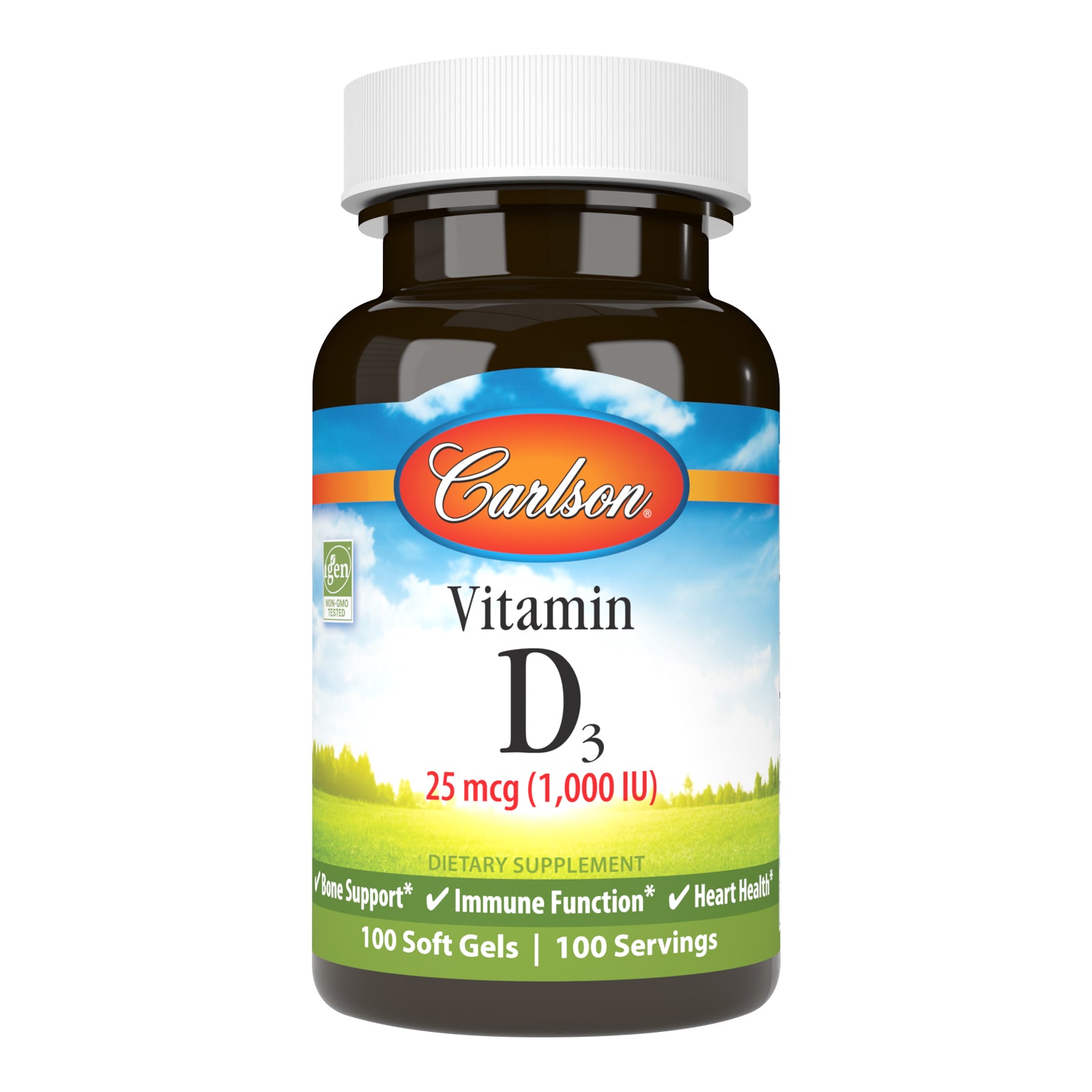 Вітамін D3, Carlson Labs Vitamin D3, 1000 МО, 100 м'яких капсул