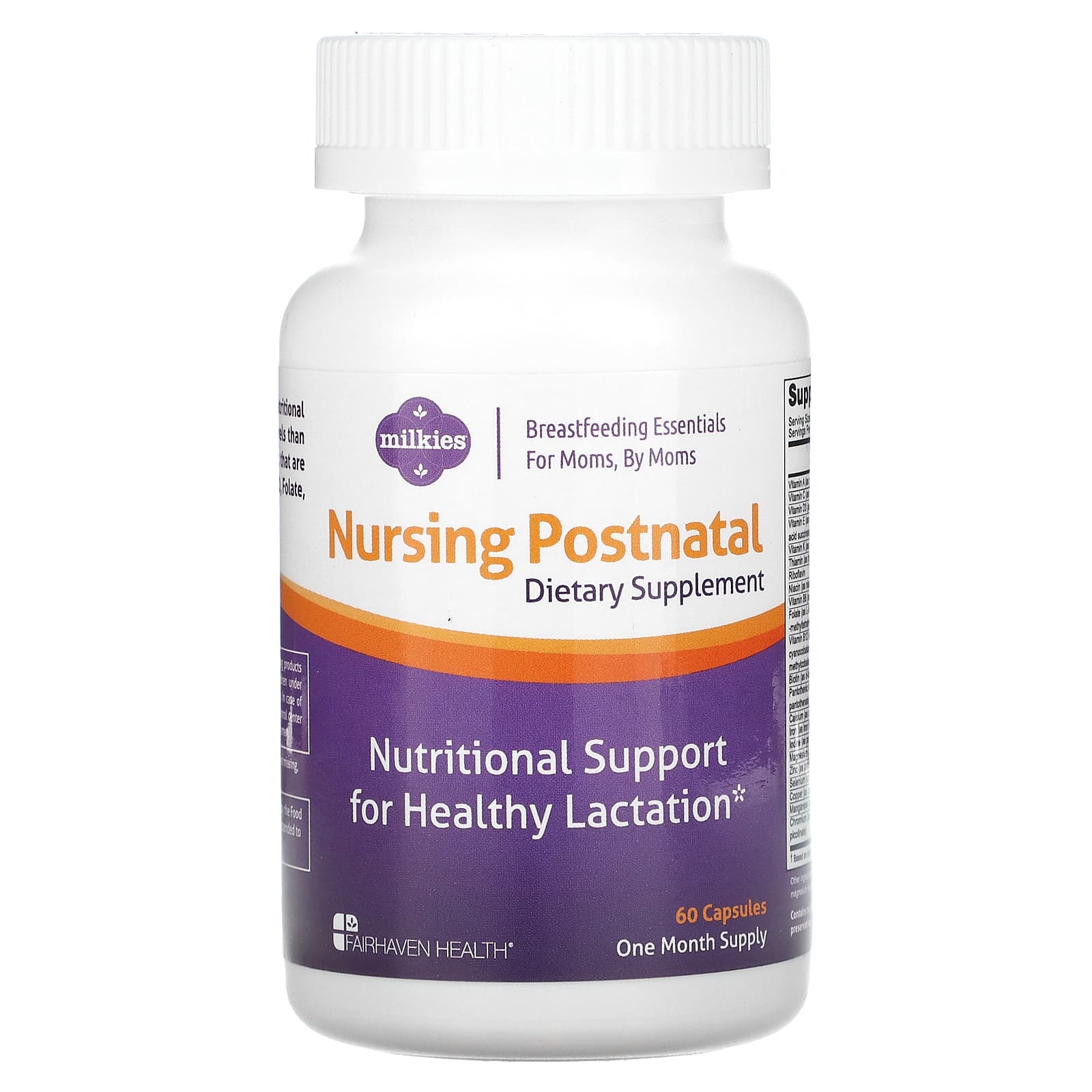 Мультивітаміни для жінок, що годують, Fairhaven Health Milkies Nursing Postnatal Breastfeeding Multivitamin, 60 капсул