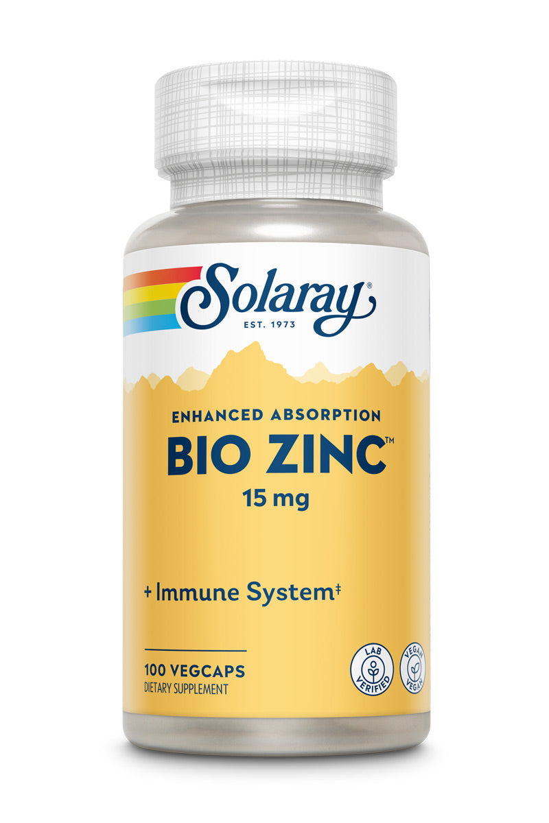 Цинк, Solaray Bio Zinc, 15 мг, 100 вегетаріанських капсул