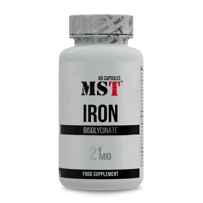 Залізо бісгліцинат, MST Iron Bisglycinate 21 mg, 60 капсул