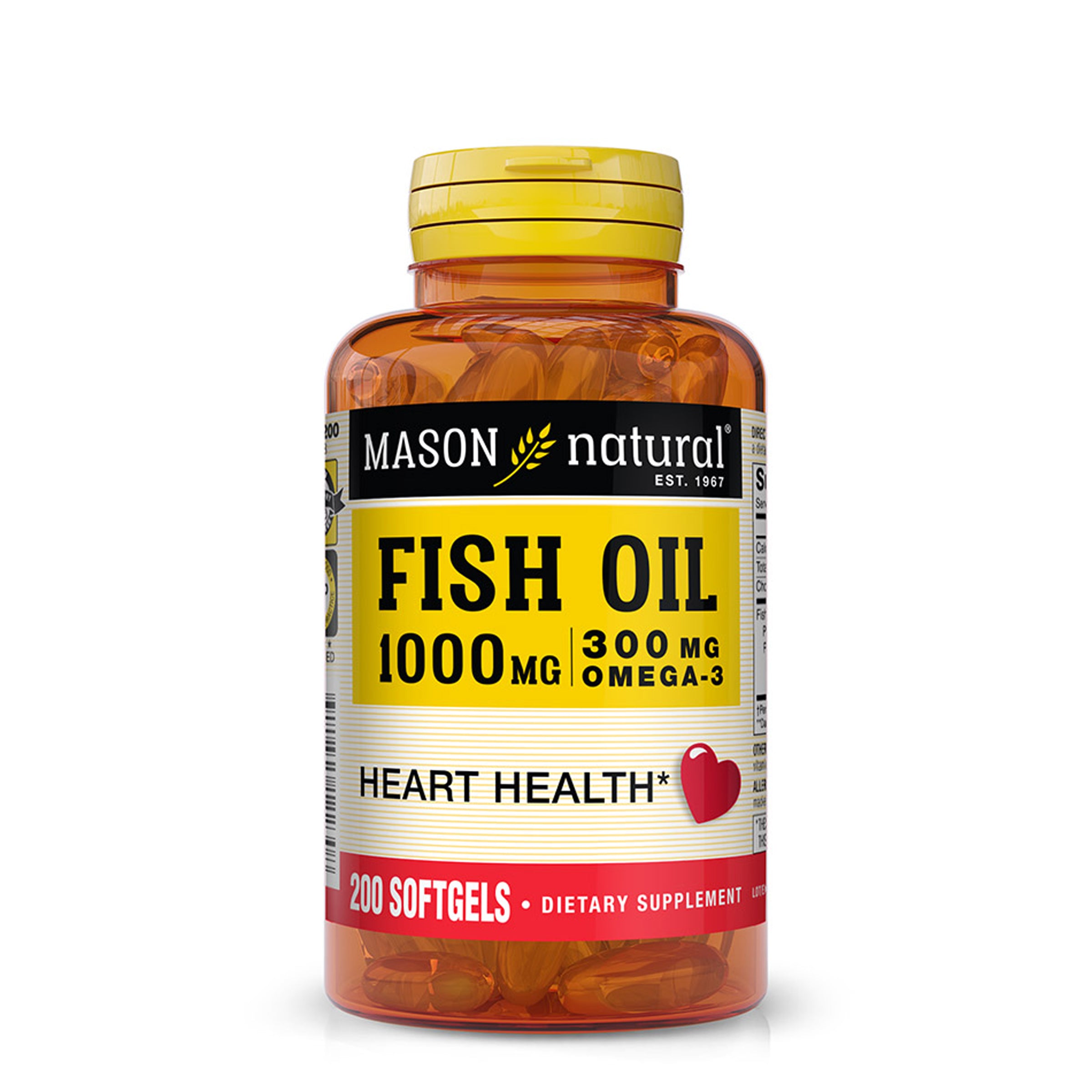 Риб'ячий жир Омега-3, Mason Natural Omega-3 Fish Oil, 1000 мг, 200 м'яких капсул