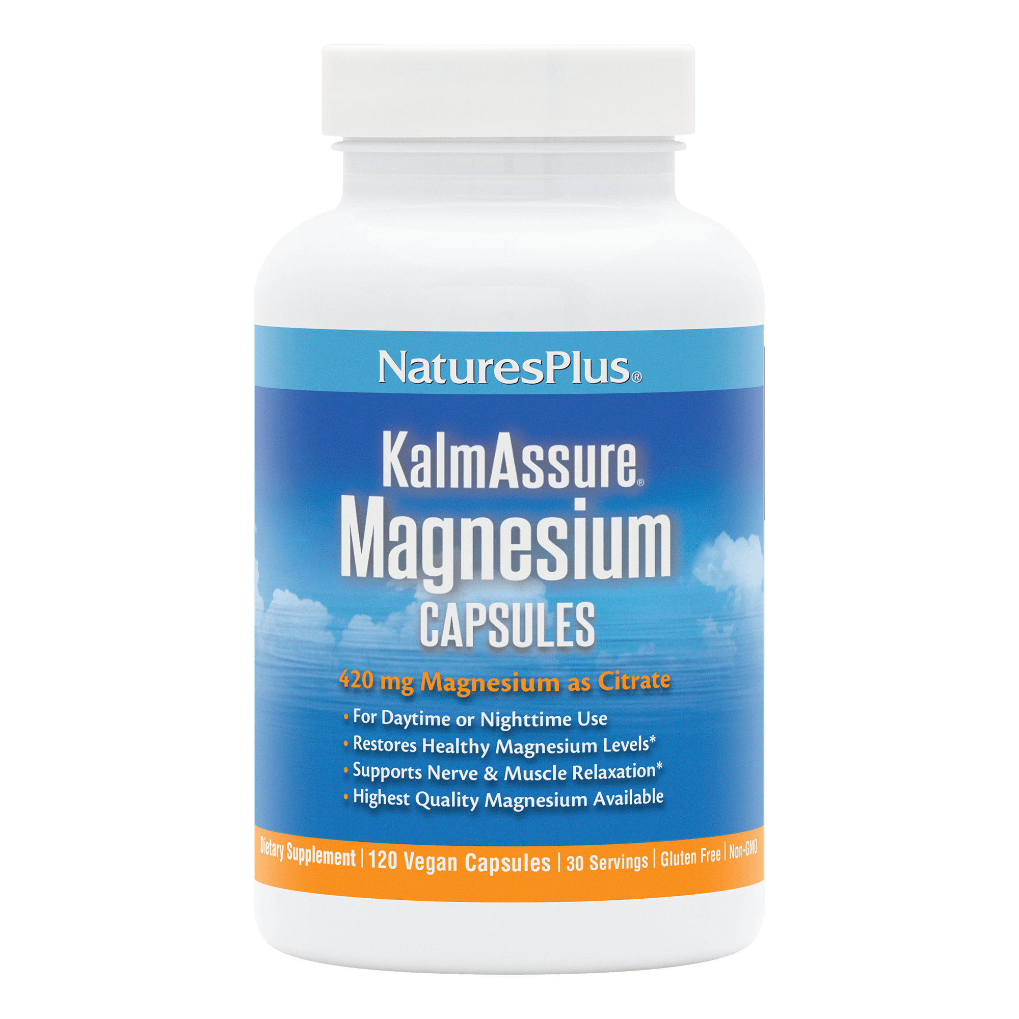 Цитрат магнію, Natures Plus KalmAssure Magnesium, 420 мг, 120 вегетаріанських капсул