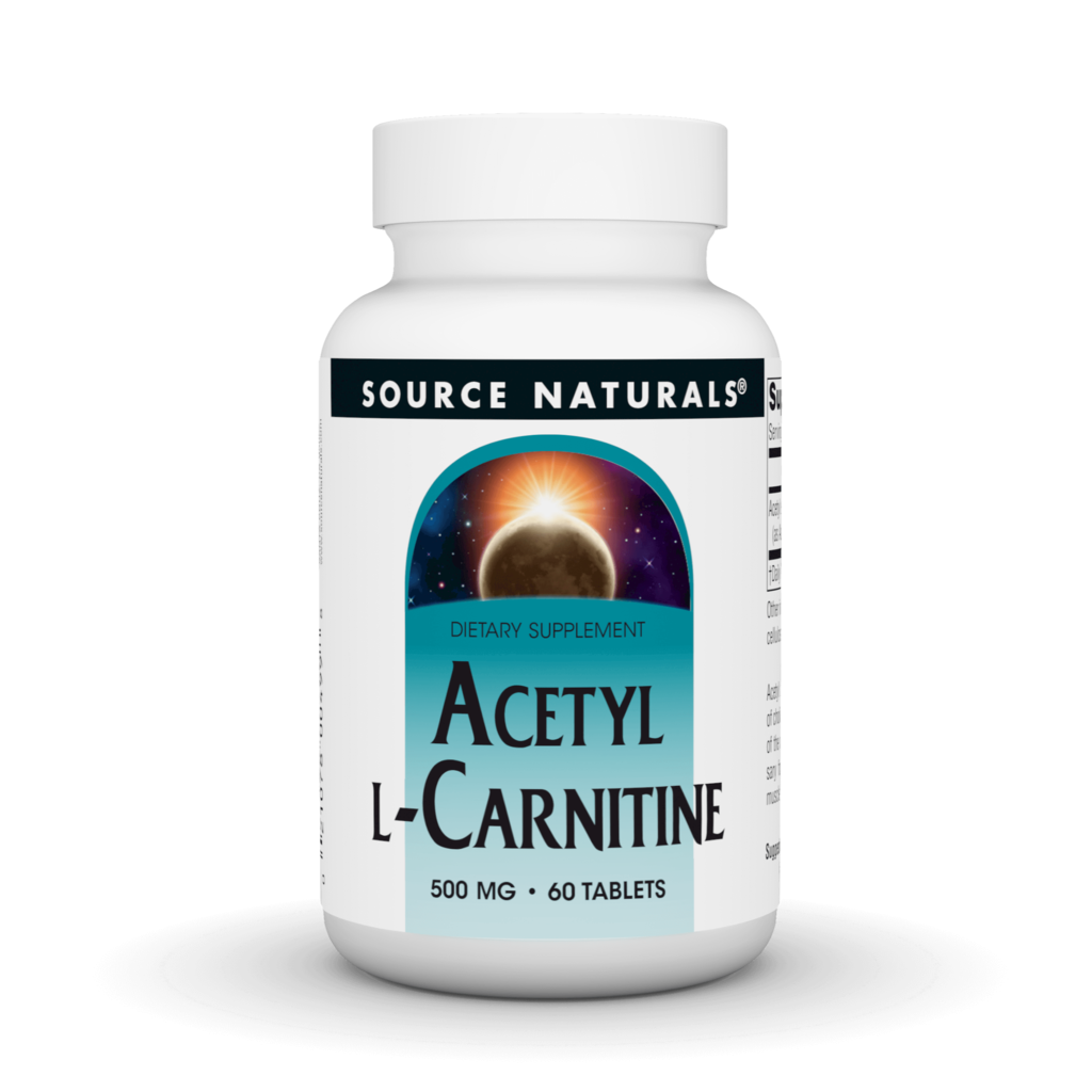 Ацетил-L-Карнітин 500 мг, Acetyl L-Carnitine, Source Naturals, 60 таблеток