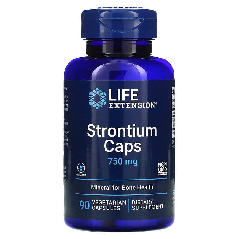 Стронцій для здоров'я кісток, Life Extension Strontium Caps, 750 мг, 90 вегетаріанських капсул