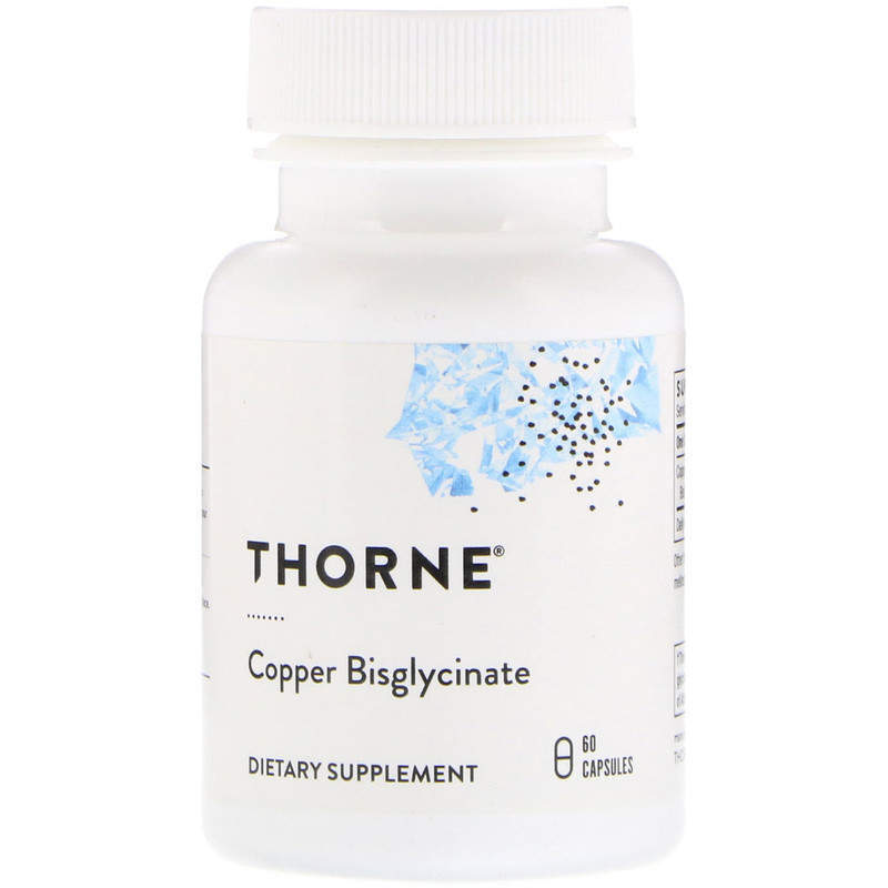 Мідь, Copper Bisglycinate, Thorne, 60 капсул (2 мг в капсулі)