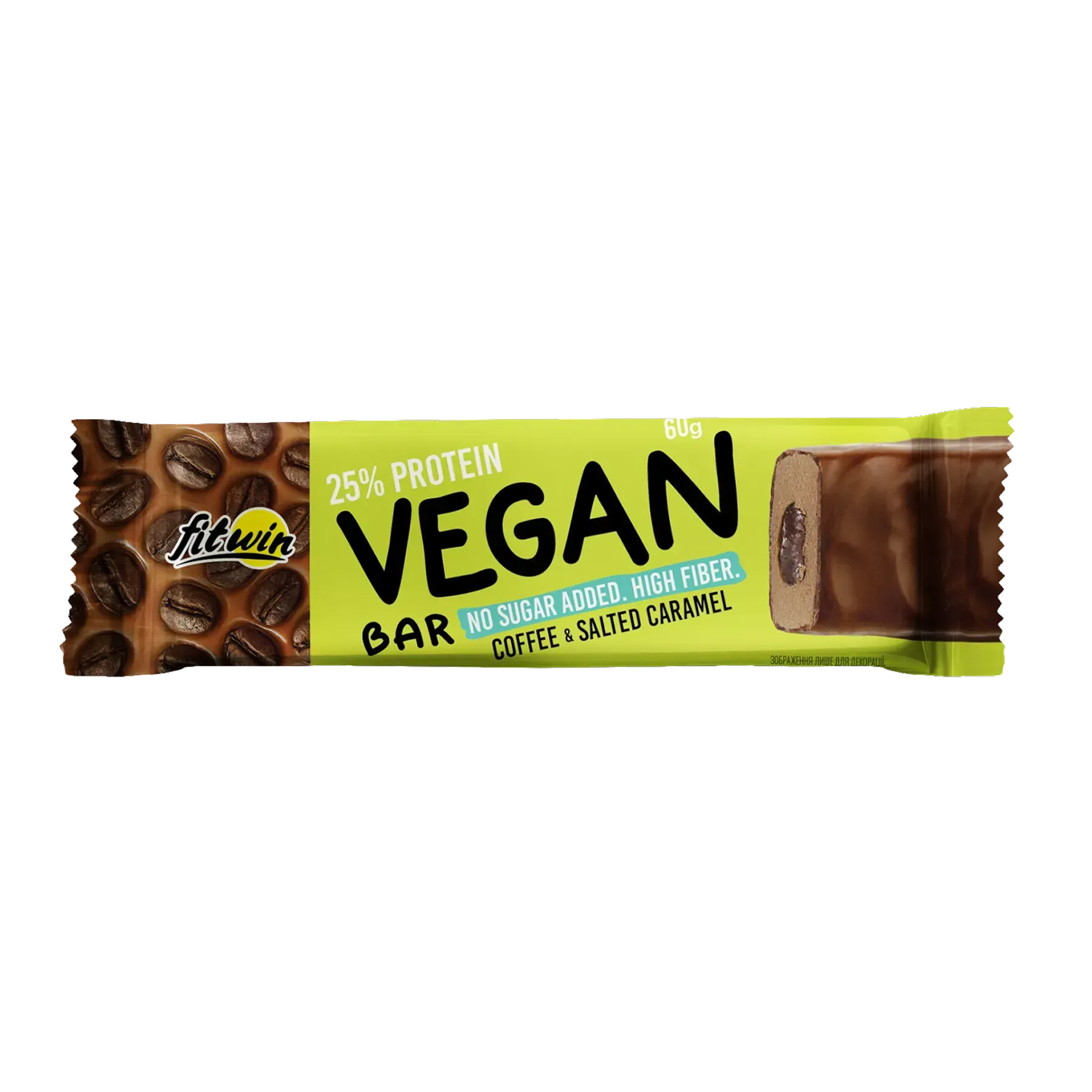 Протеїновий батончик, FitWin Vegan Bar, 12 шт. по 60 г. (Кава та солона карамель)