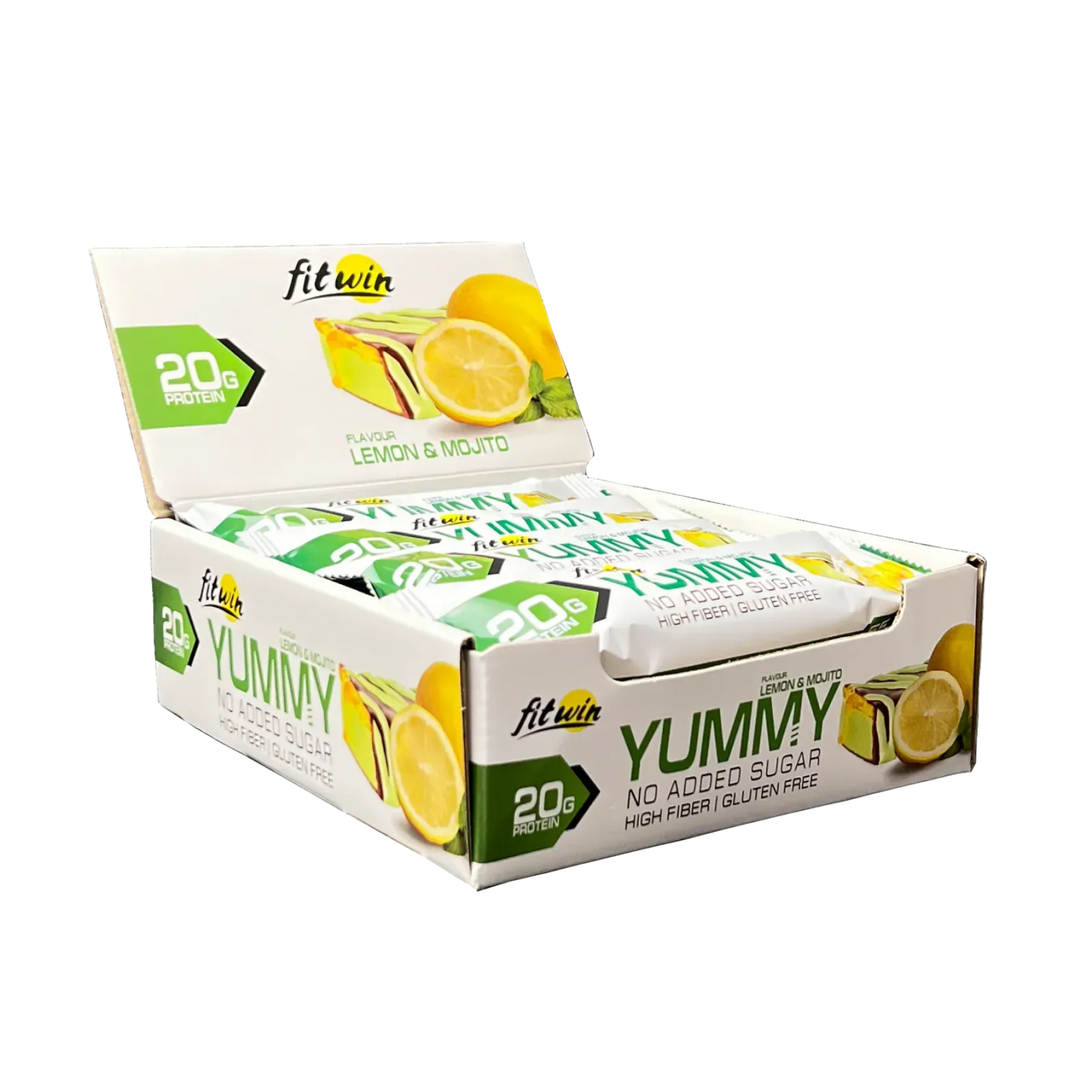 Протеїновий батончик, FitWin Yummy 12 шт. по 55 г. (Лимон, Мохіто)