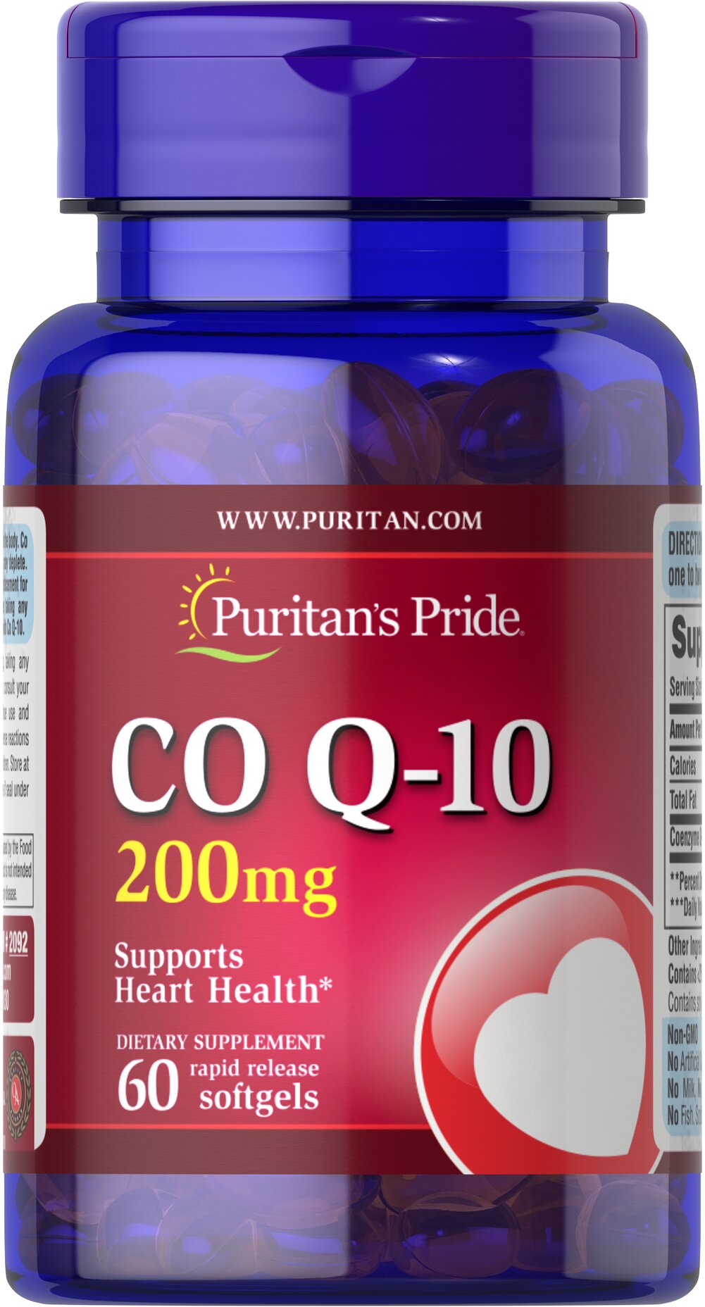 Коензим Q-10, Q-SORB ™ Co Q-10, Puritan's Pride, 200 мг, 60 гелевих капсул швидкого вивільнення