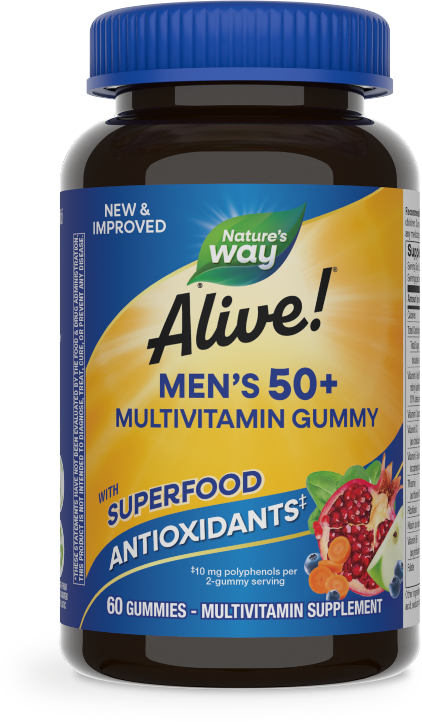 Мультивітаміни для чоловіків 50+, Nature's Way Alive! Men's 50+ Gummy Vitamins, 60 жувальних цукерок (Фруктовий)