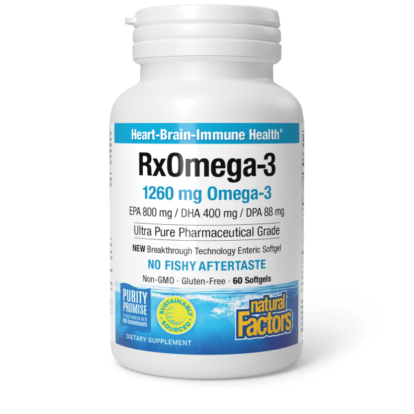 Омега-3 жирні кислоти, Natural Factors RxOmega-3, 1260 мг, 60 м'яких капсул