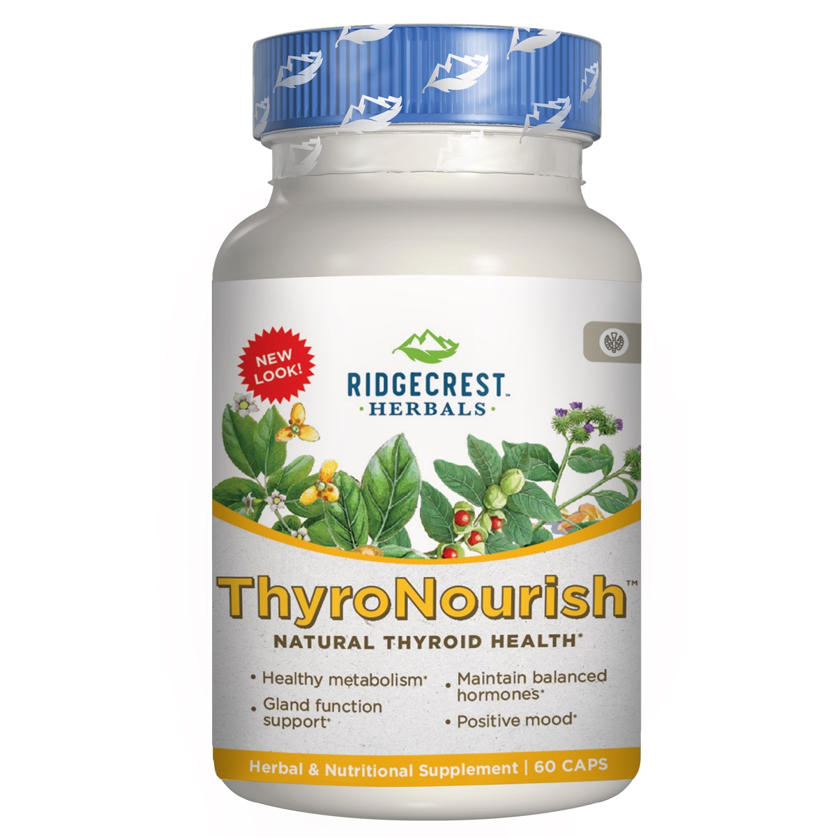Комплекс для підтримки щитовидної залози, Ridgecrest Herbals Thyroid Thrive, 60 вегетаріанських капсул