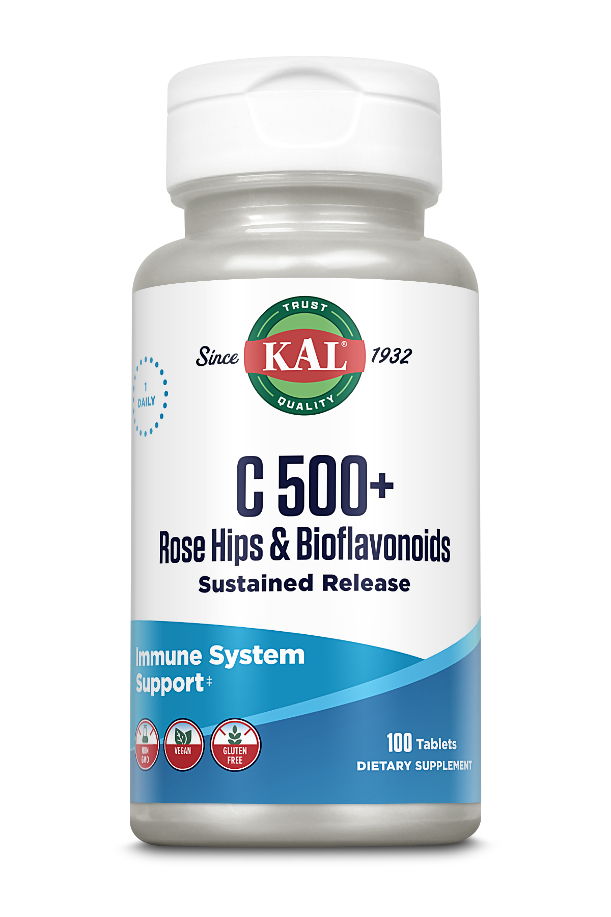 Вітамін C з шипшиною та біофлавоноїдами, Kal C 500 + Rose Hips & Bioflavonioids Sustained Release, 500 мг, 100 таблеток