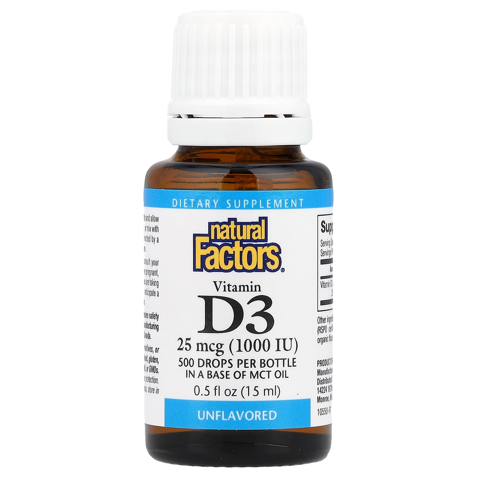 Вітамін D3 у Краплях для дітей, 400 МО, Без Ароматизаторів, Vitamin D3 Drops, Natural Factors, 15 мл