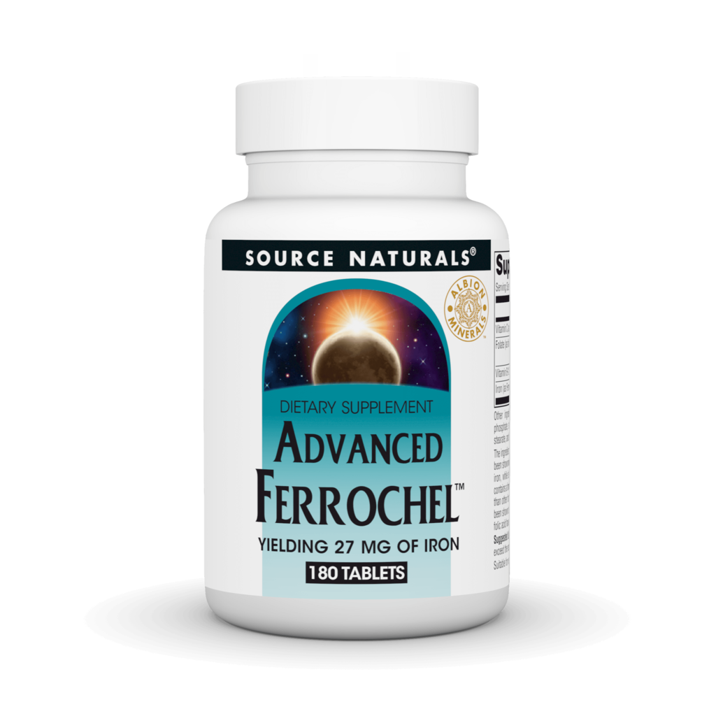 Залізо, Source Naturals Advanced Ferrochel, 27 мг, 180 таблеток