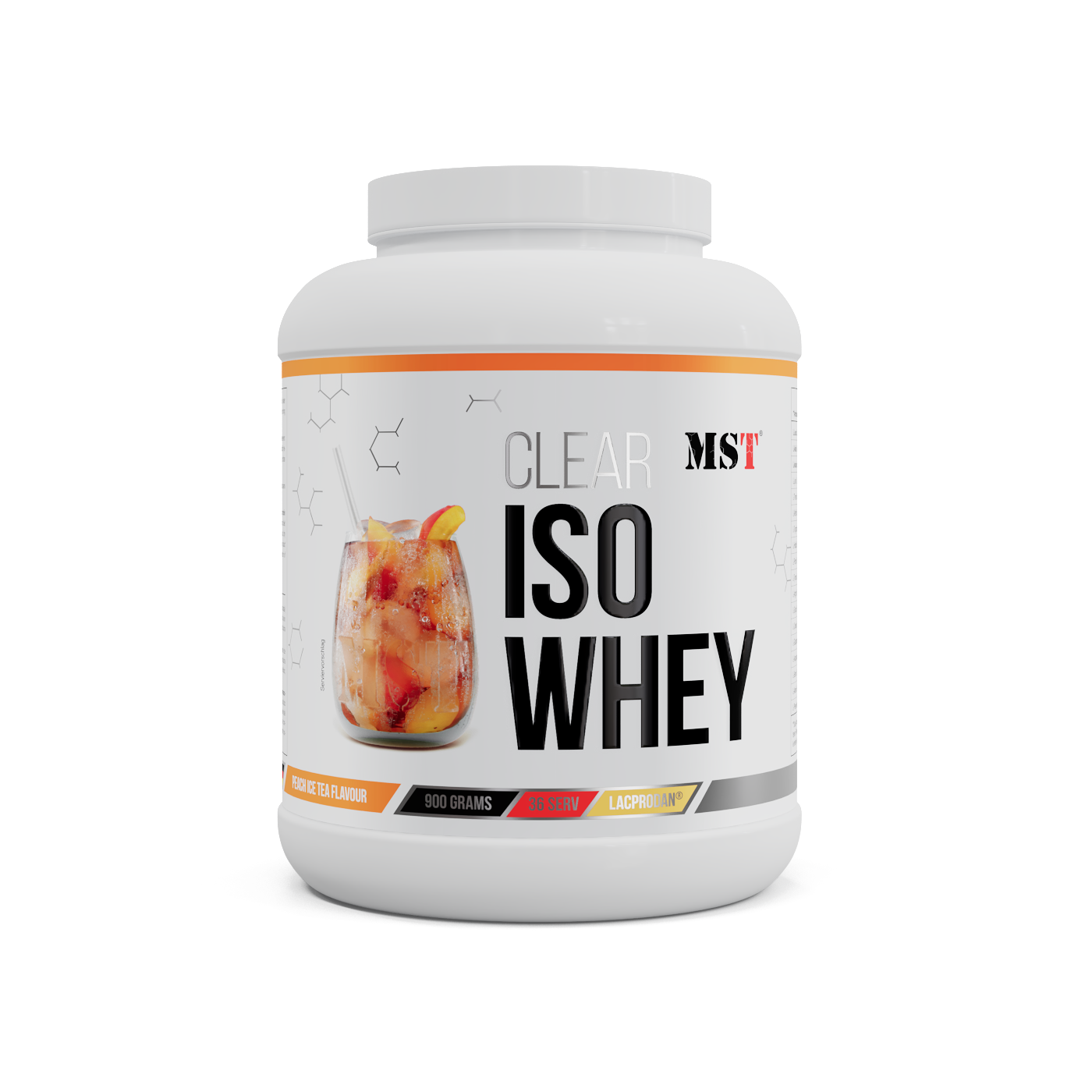 Сироватковий ізолят, MST Clear Iso Whey, 900 г (Персик з льодом)
