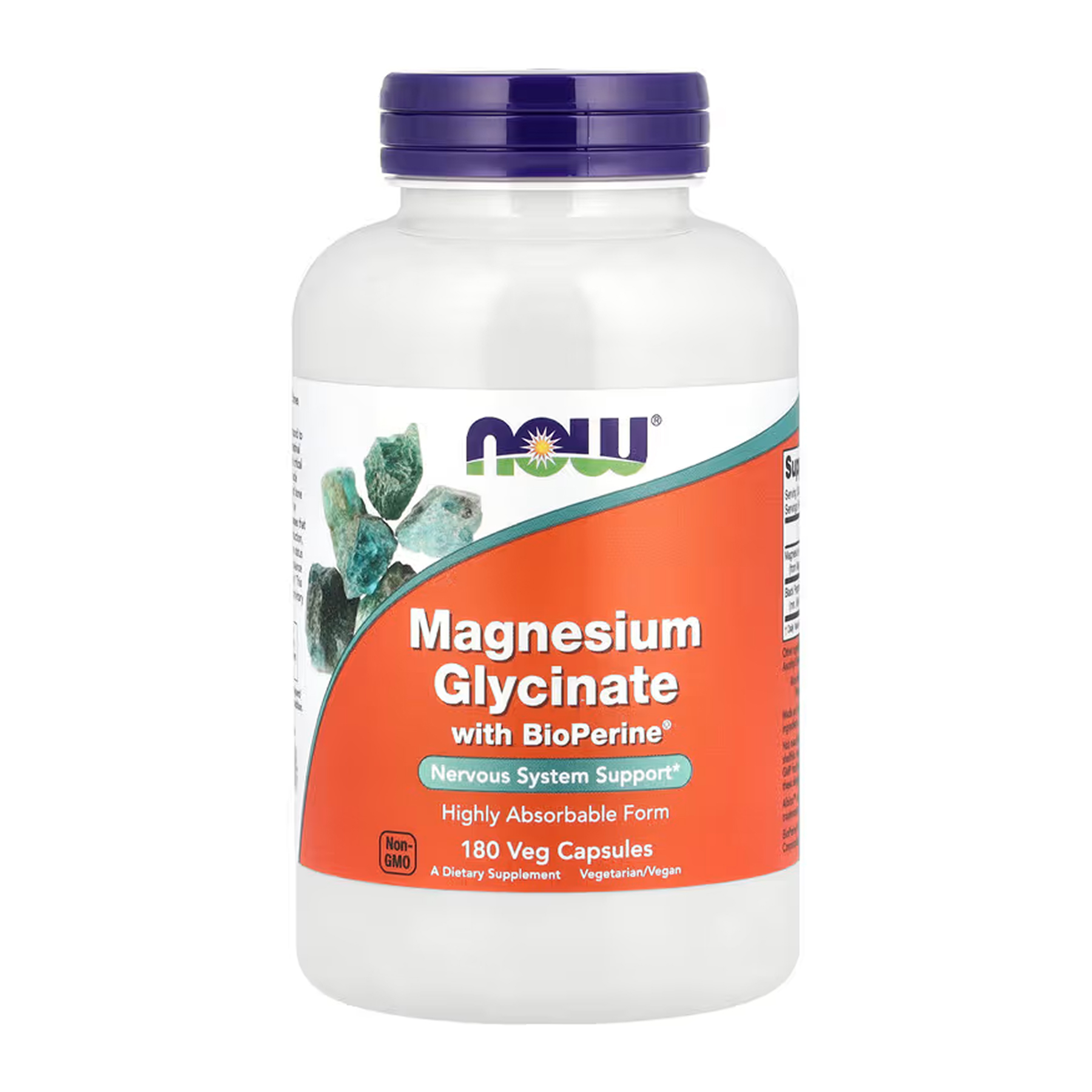 Магній гліцинат, Now Foods Magnesium Glycinate with BioPerine, 180 вегетаріанських капсул