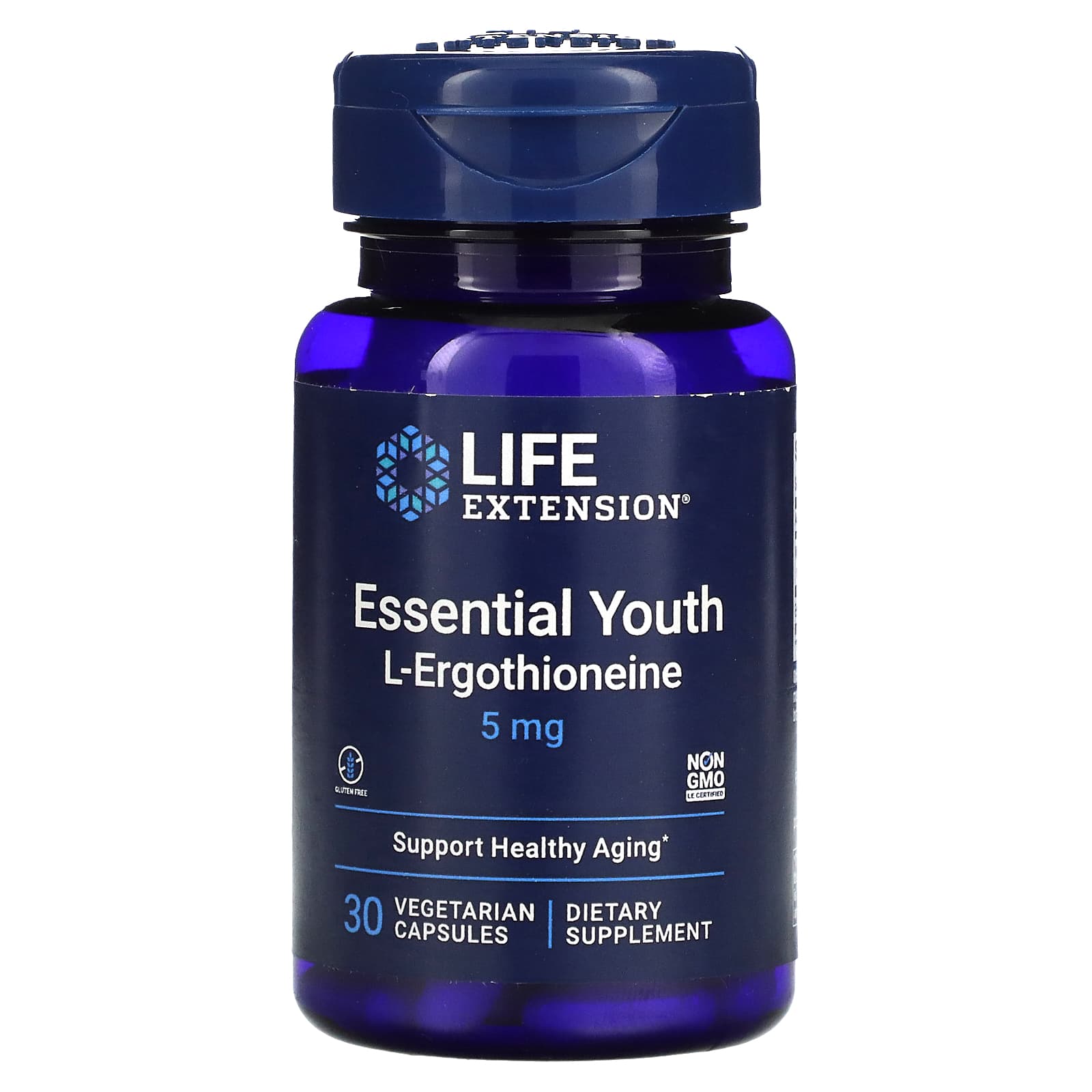 L-ерготіонеїн для підтримки молодості, Life Extension Essential Youth L-Ergothioneine, 5 мг, 30 вегетаріанських капсул