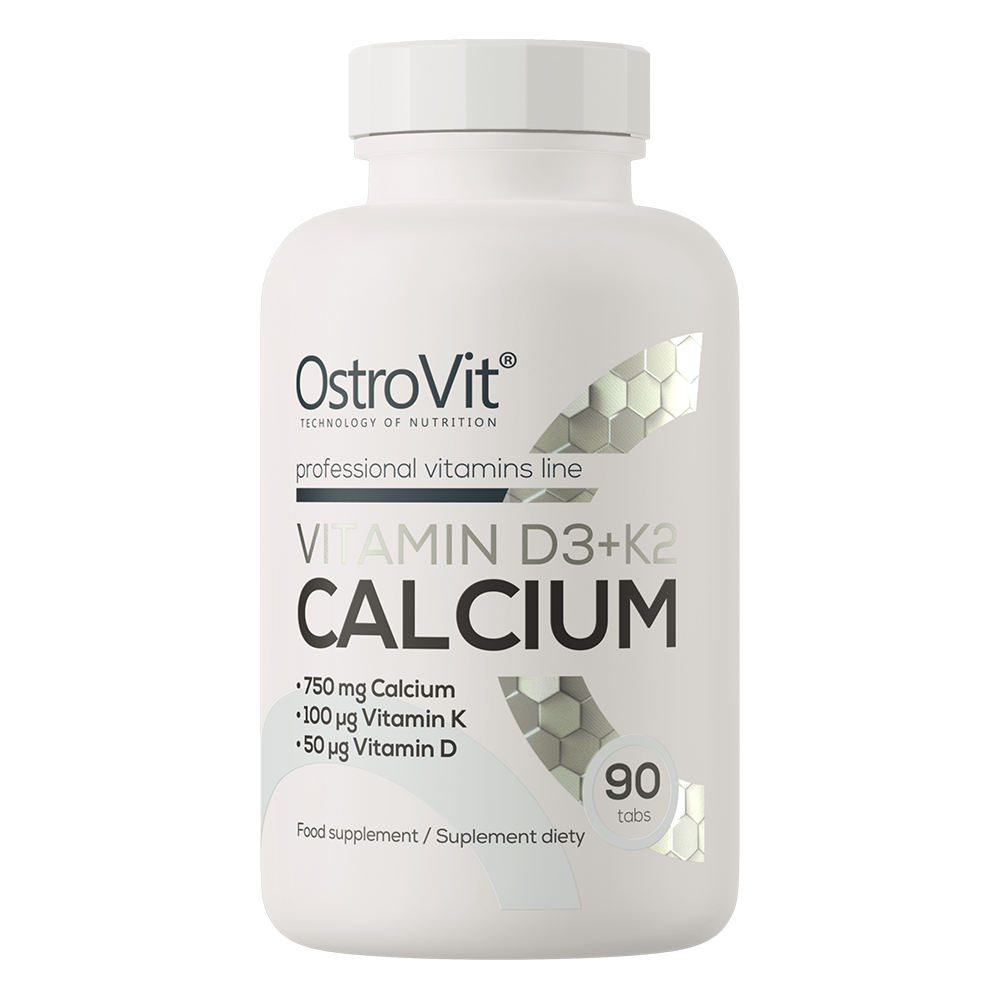 Кальцій з вітамінами D3 та K2, OstroVit Calcium Vitamin D3+K2, 90 таблеток
