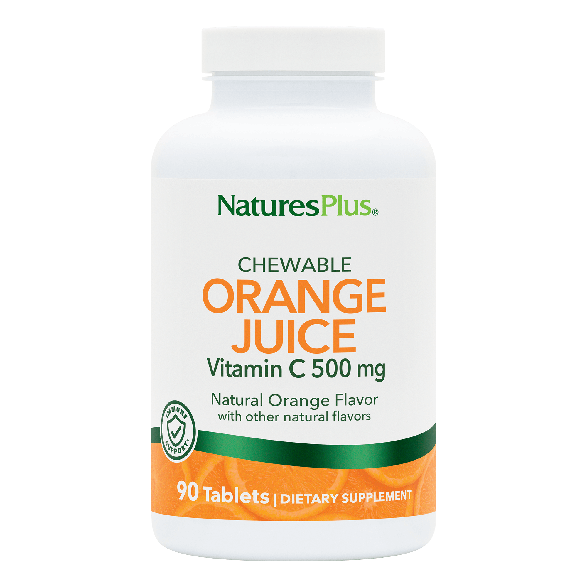 Вітамін С, Orange Juice Vitamin C, 500 мг, Natures Plus, 90 жувальних таблеток