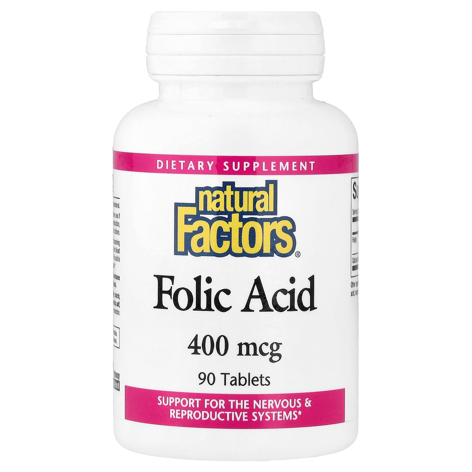 Фолієва кислота, Natural Factors Folic Acid, 400 мкг, 90 таблеток