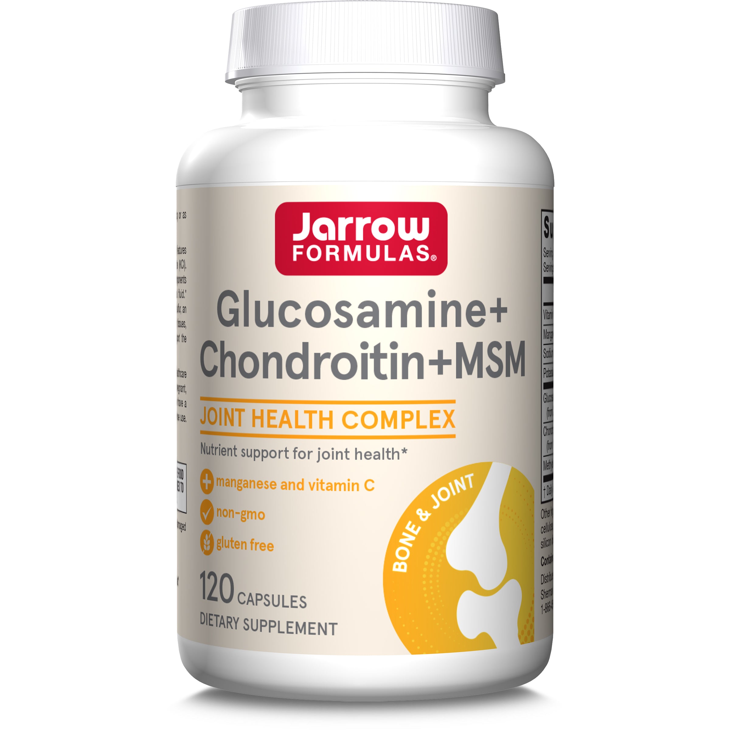 Глюкозамін, хондроїтин та МСМ для суглобів, Jarrow Formulas Glucosamine Chondroitin MSM, 120 капсул