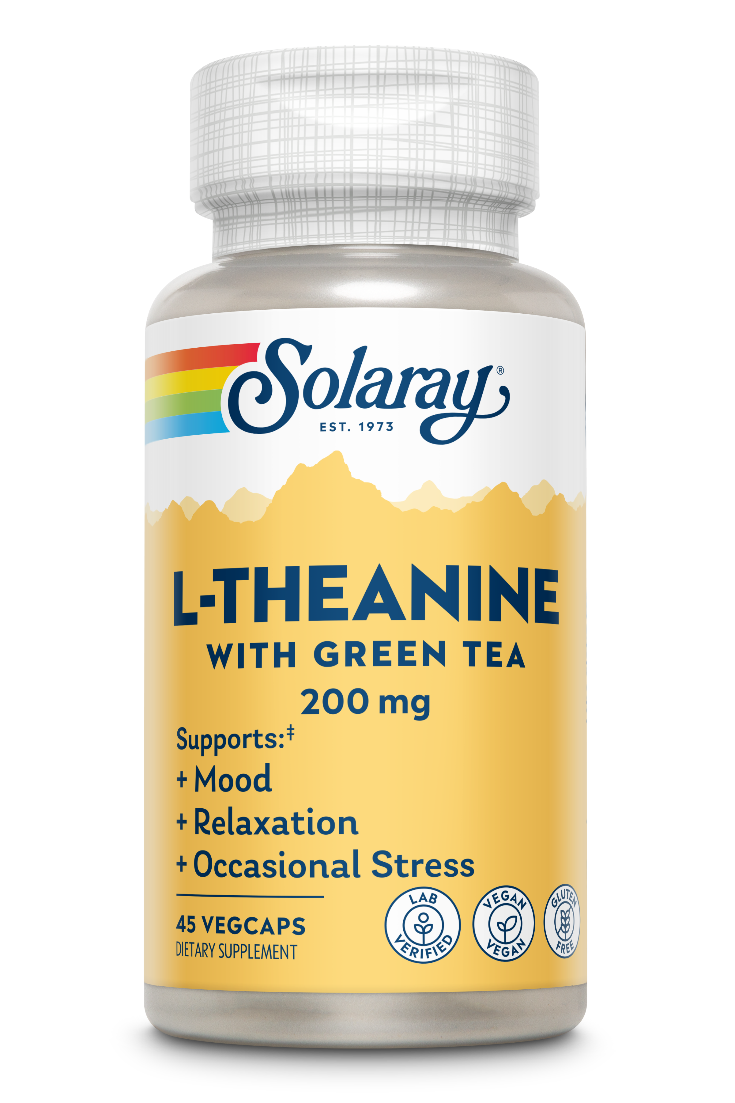 L-теанін, Solaray L-Theanine, 200 мг, 45 вегетаріанських капсул