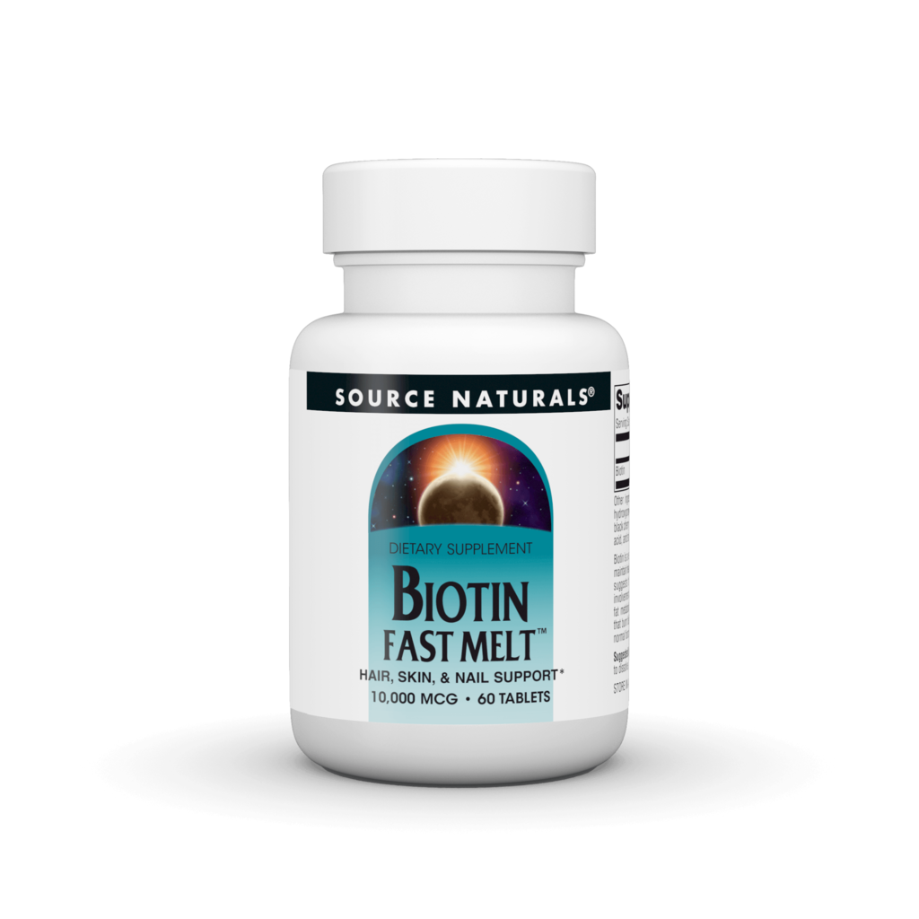 Біотин, Source Naturals Biotin Fast Melt, 10000 мкг, 60 таблеток