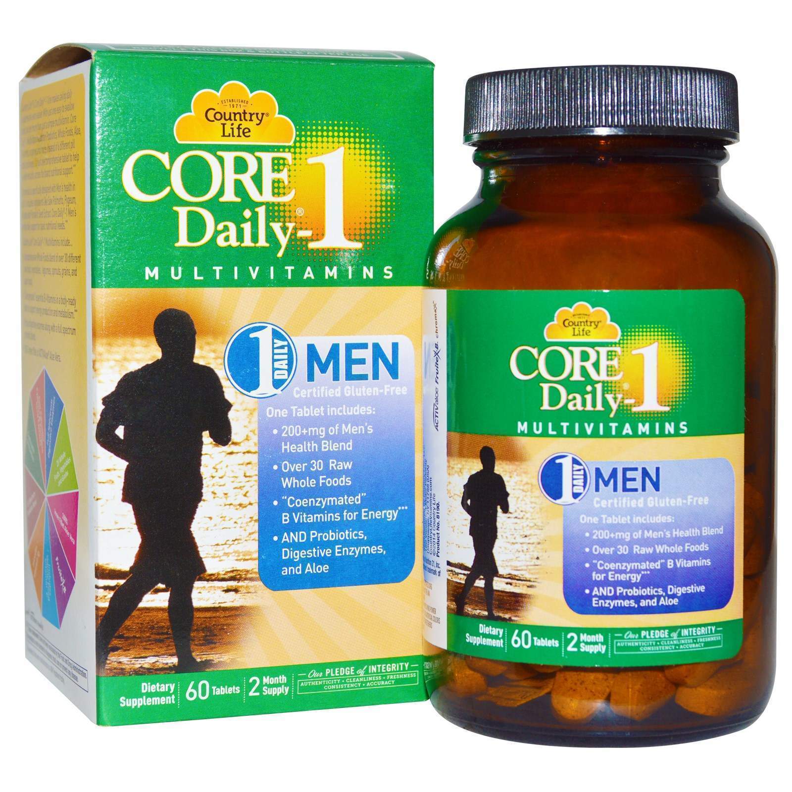 Мультивітаміни для чоловіків, Country Life Core Daily-1 Multivitamins for Men, 60 таблеток