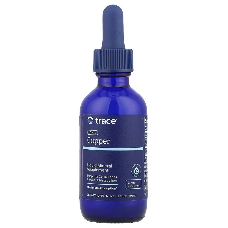 Мідь іонна у краплях, Trace Minerals Research Ionic Copper, 3 мг, 59 мл