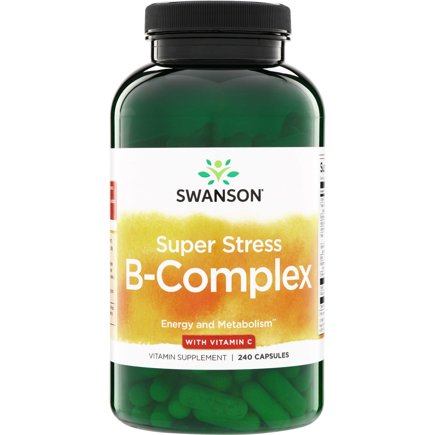 Вітамін B-комплекс з вітаміном C, Swanson Super Stress Vitamin B-Complex with Vitamin C, 240 капсул