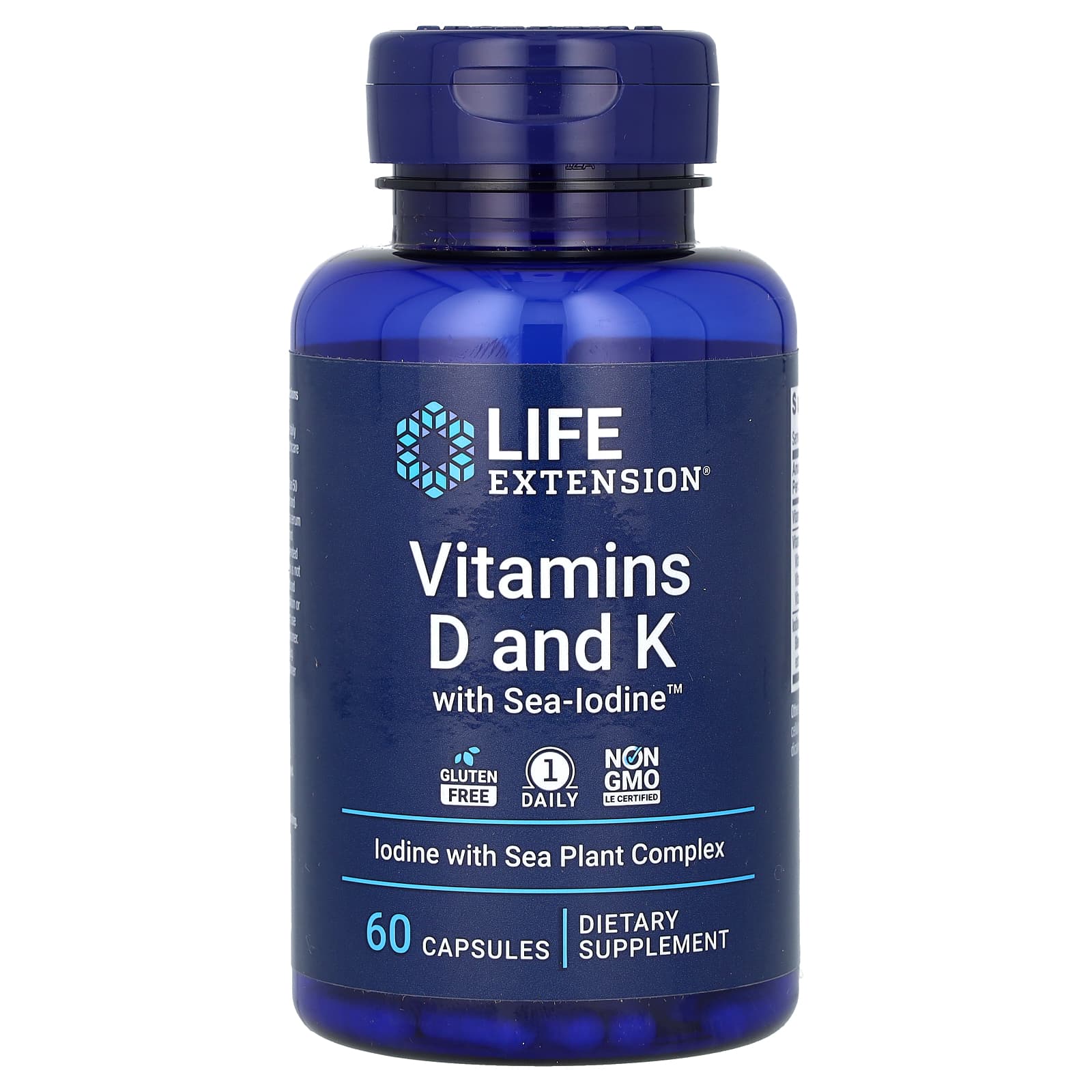 Вітамін D і К з морським йодом, Life Extension Vitamins D and K with Sea-Iodine, 60 капсул