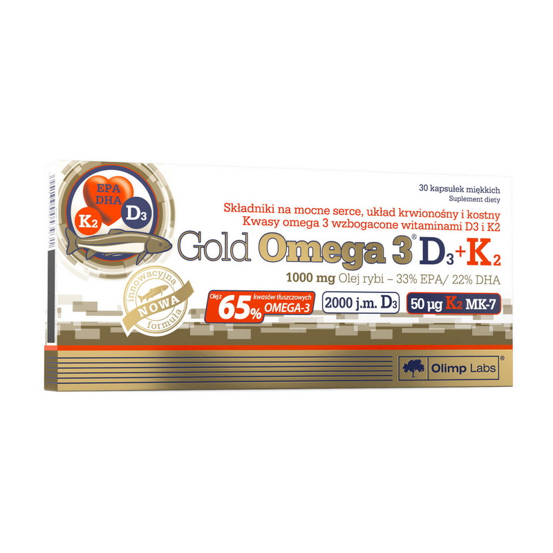Омега-3 з вітамінами D3 та K2, Olimp Nutrition Gold Omega 3 D3+K2, 30 м'яких капсул